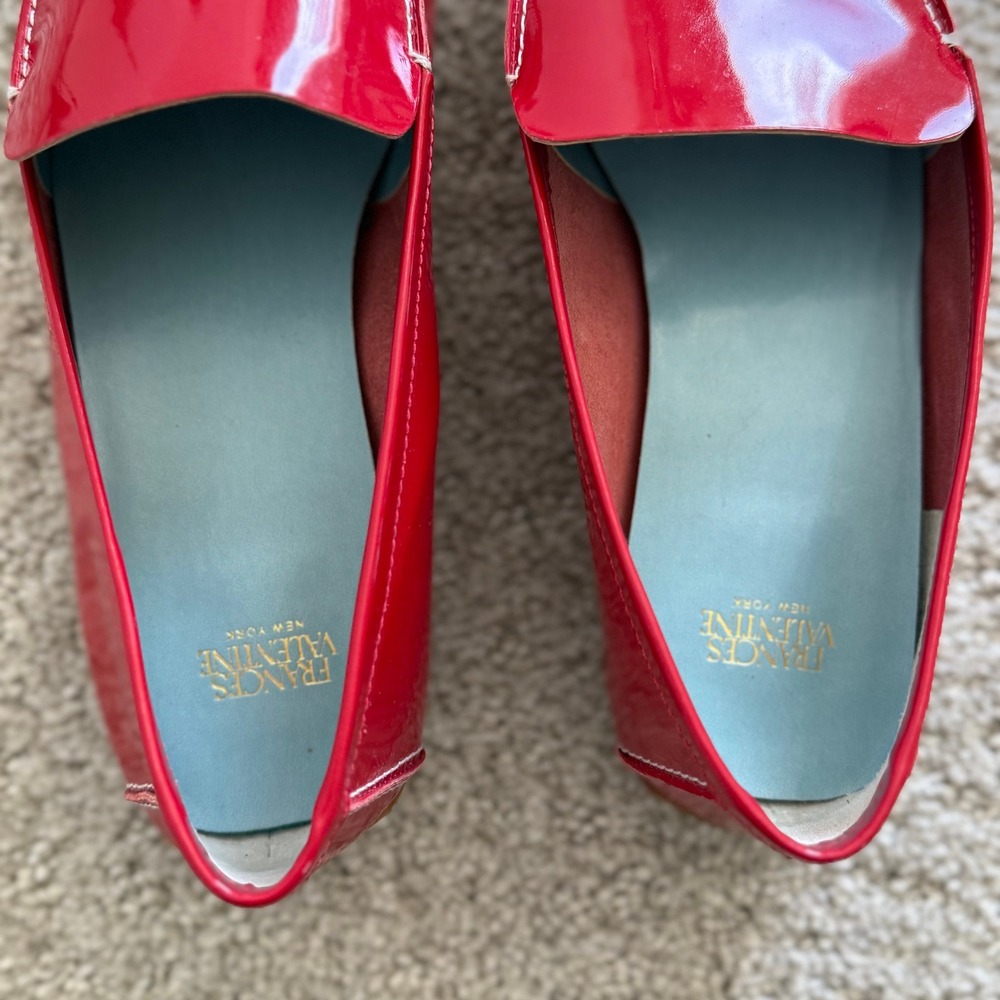 Frances Valentine Red Patent Leather Loafers - Picture 4 of 12